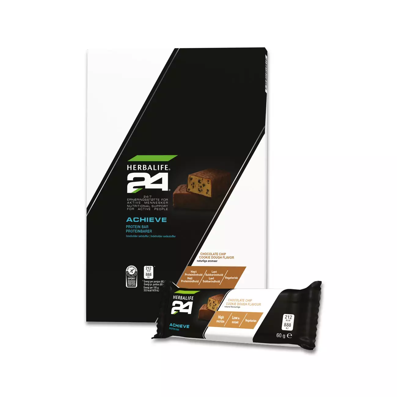 Herbalife H24 Achieve Proteinbar Chocolate Chip Cookie Dough 6x60g